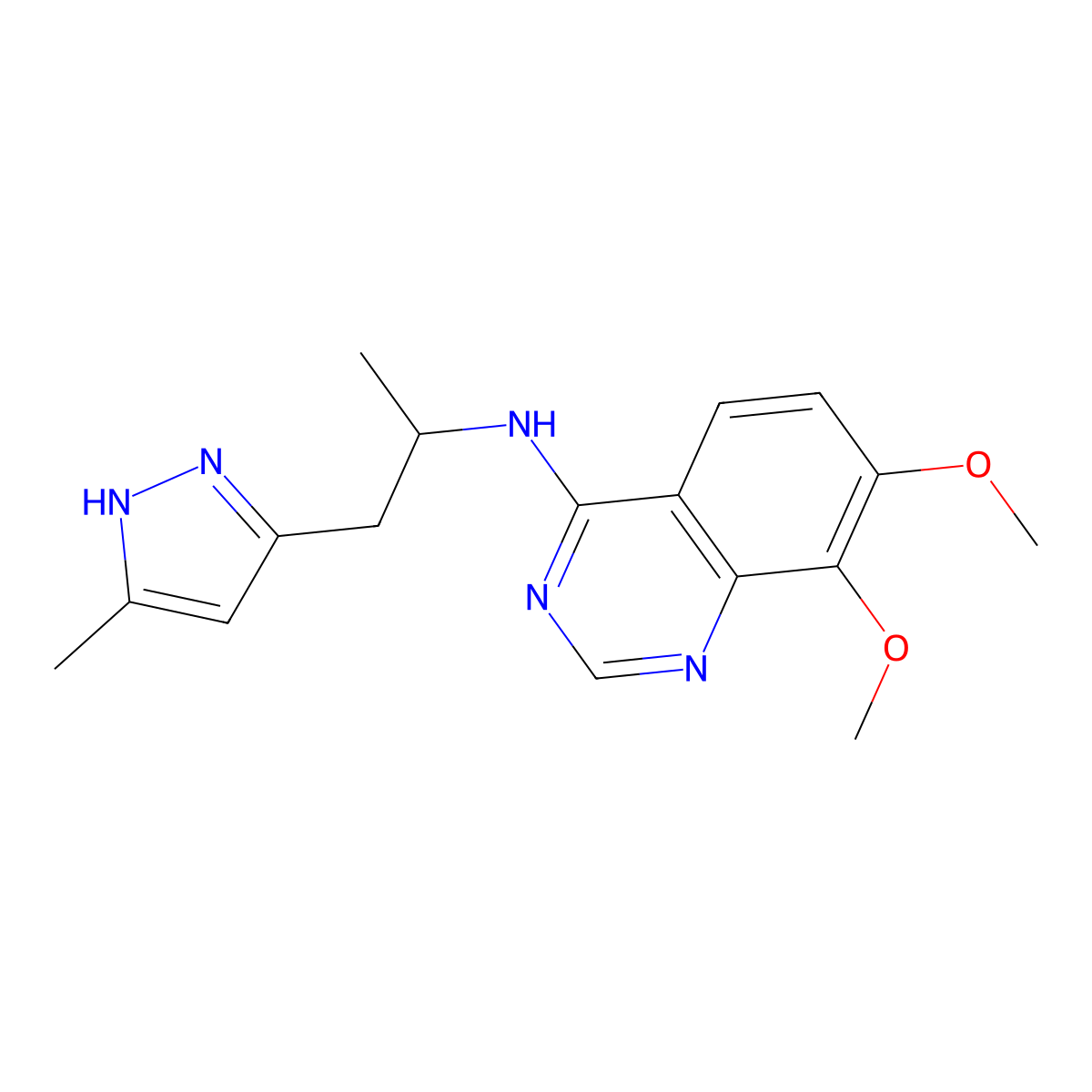 7,8-Dimethoxy-N-[(2s)-1-(3-Methyl-1h-Pyrazol-5-Yl)propan-2-Yl]quinazolin-4-Amine molecular structure, CAS 2230054-75-6