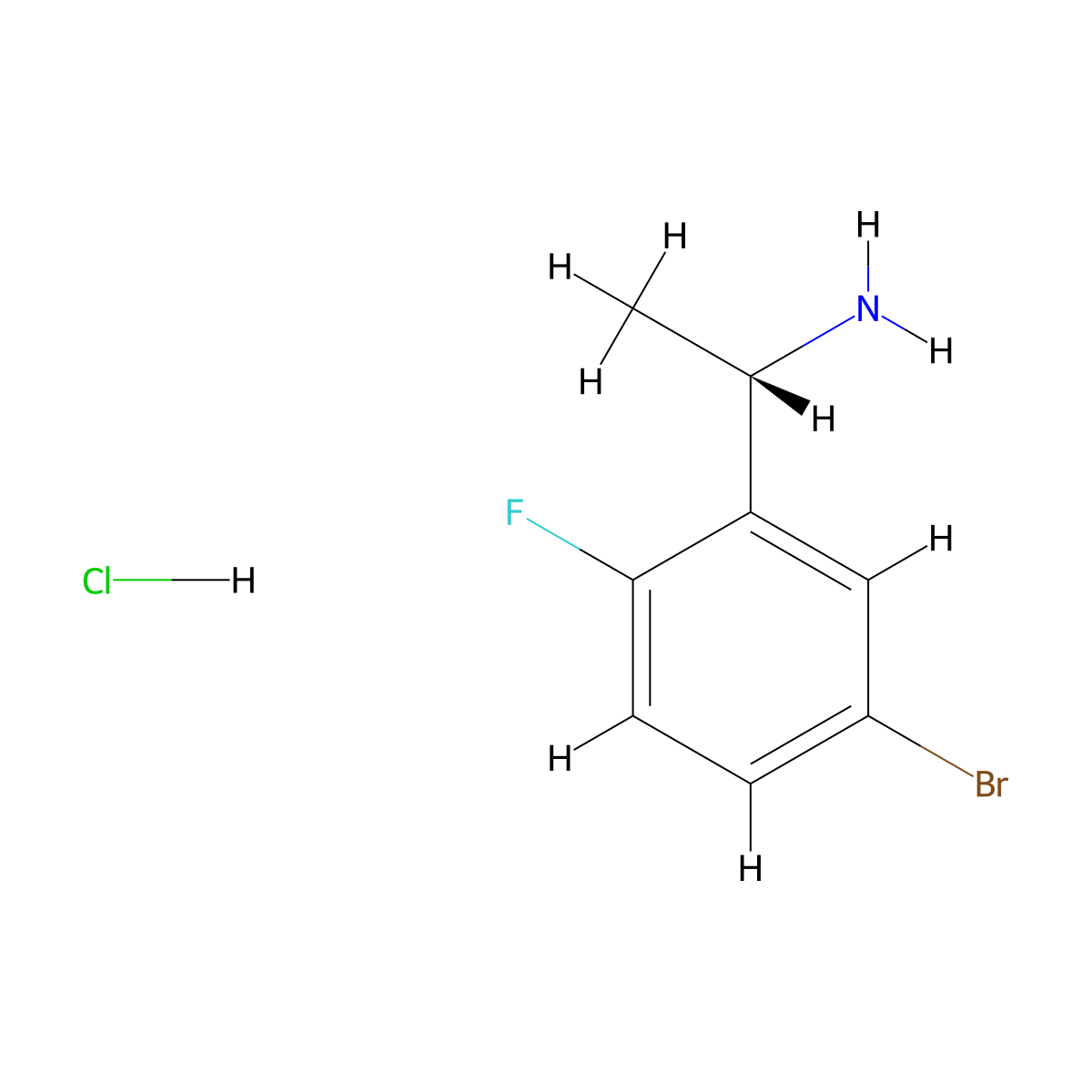 (S)-1-(5-Bromo-2-fluorophenyl)ethan-1-amine hydrochloride molecular structure, CAS 2230148-01-1