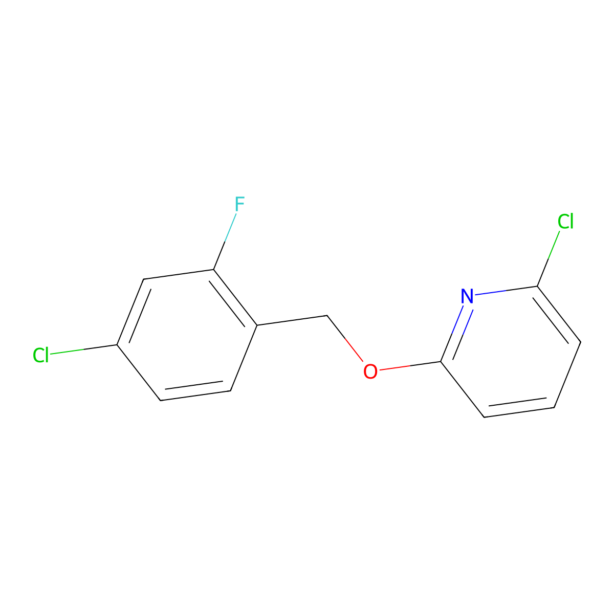 2-Chloro-6-((4-chloro-2-fluorobenzyl)oxy)pyridine molecular structure, CAS 2230200-19-6