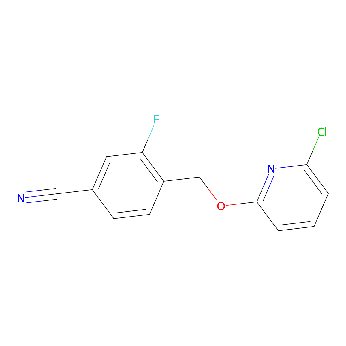 4-(((6-Chloropyridin-2-yl)oxy)methyl)-3-fluorobenzonitrile molecular structure, CAS 2230200-58-3