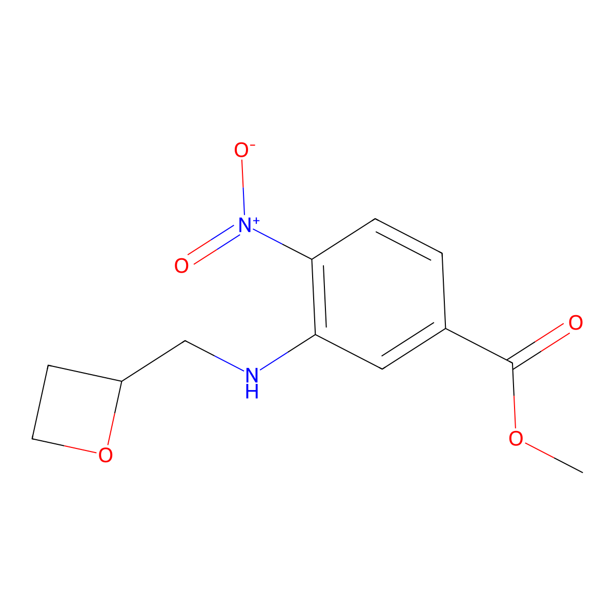 Methyl (S)-4-nitro-3-((oxetan-2-ylmethyl)amino)benzoate molecular structure, CAS 2230200-72-1