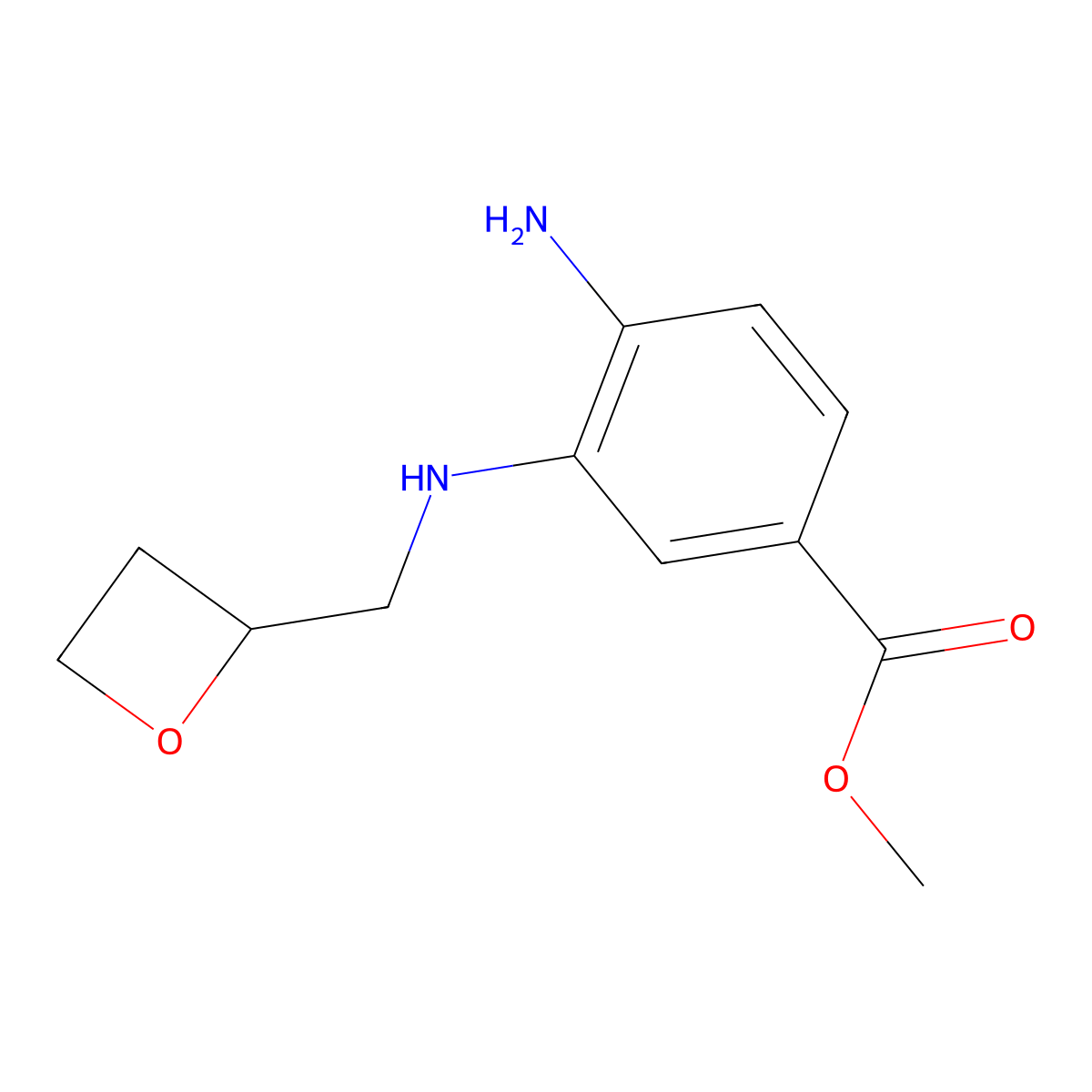 methyl 4-amino-3-[[(2S)-oxetan-2-yl]methylamino]benzoate molecular structure, CAS 2230200-74-3