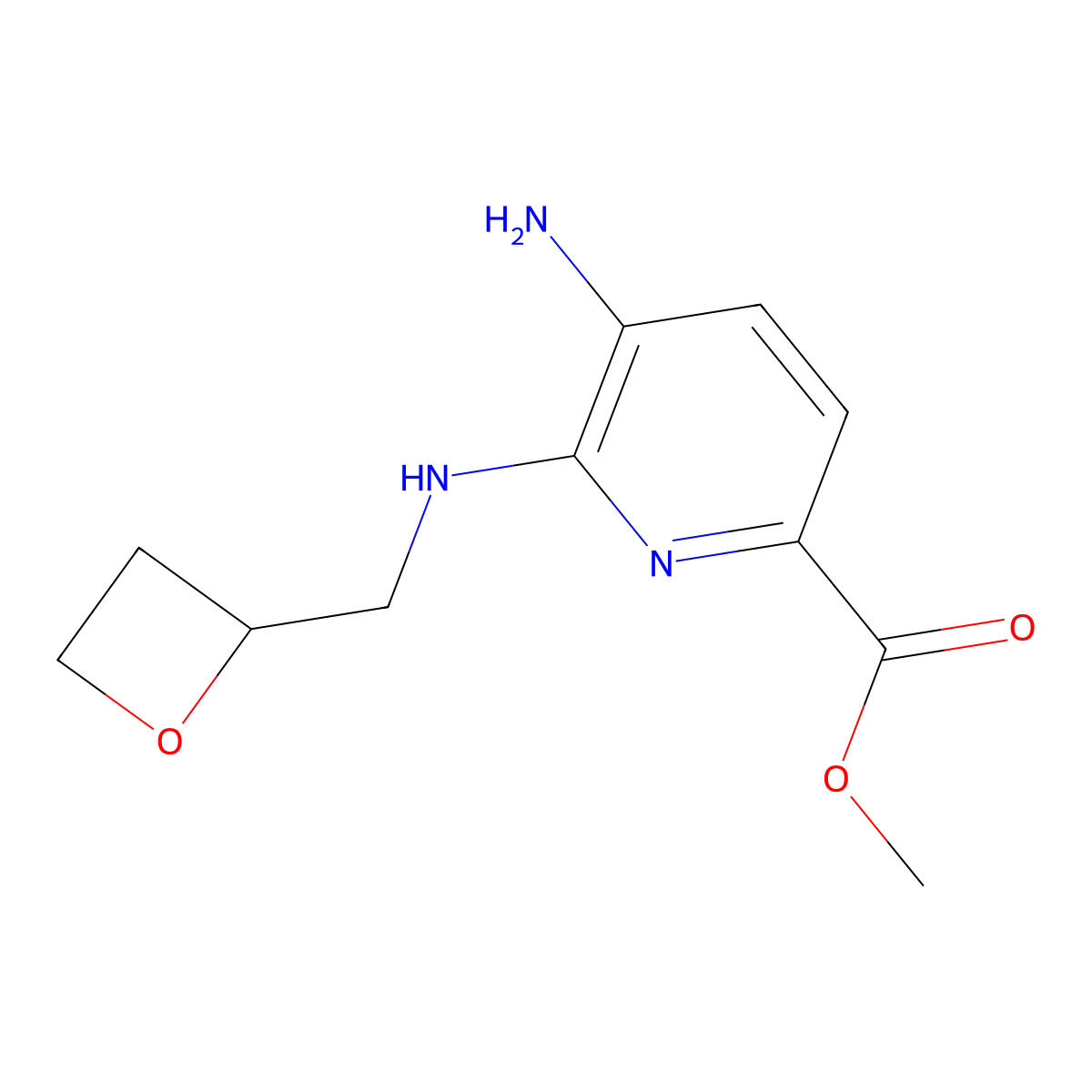 Methyl (S)-5-amino-6-((oxetan-2-ylmethyl)amino)picolinate molecular structure, CAS 2230200-78-7