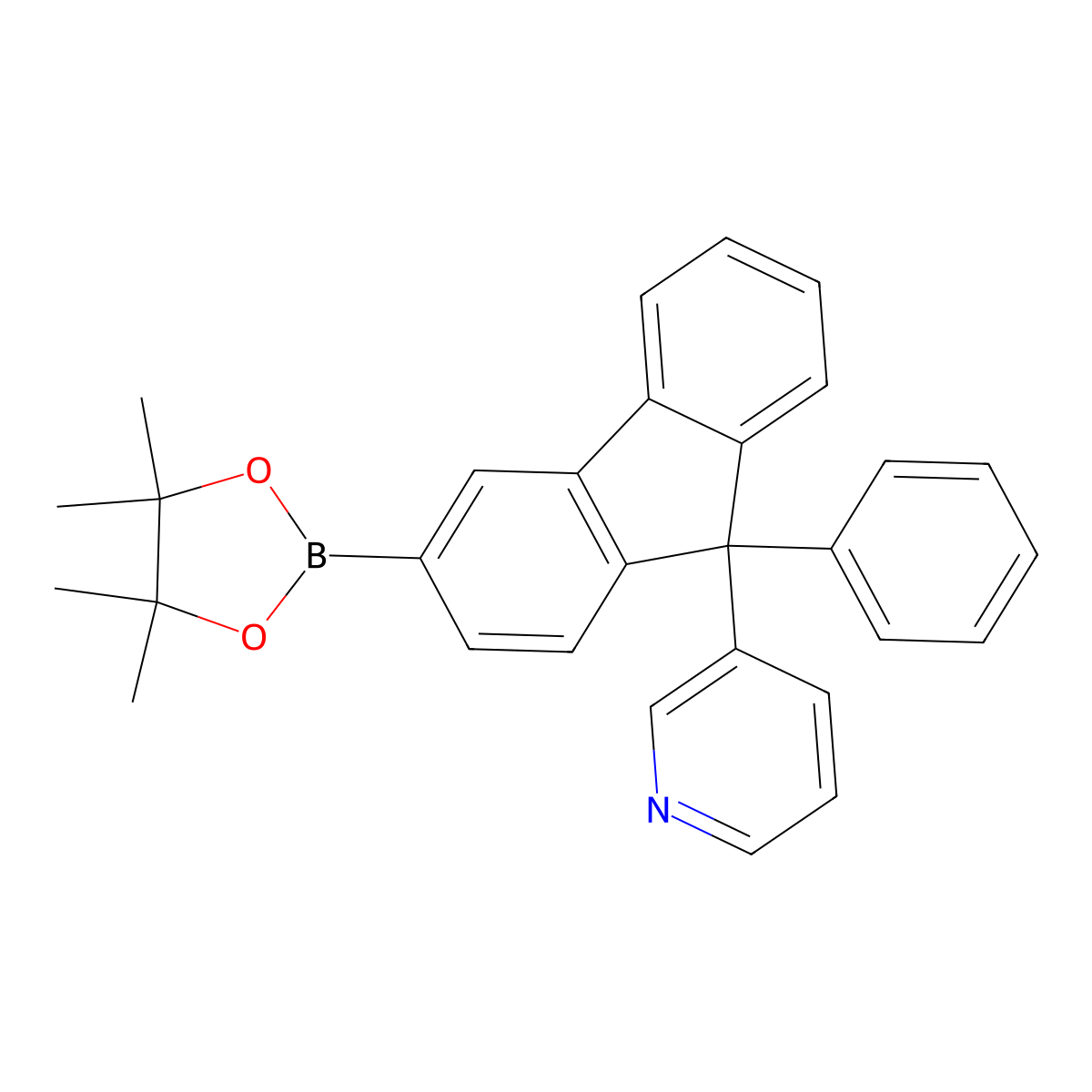 3-[9-Phenyl-3-(4,4,5,5-tetramethyl-1,3,2-dioxaborolan-2-yl)-9H-fluoren-9-yl]pyridine molecular structure, CAS 2230217-01-1