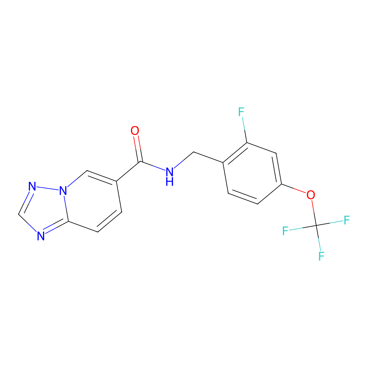 N-[[2-fluoro-4-(trifluoromethoxy)phenyl]methyl]-[1,2,4]triazolo[1,5-a]pyridine-6-carboxamide molecular structure, CAS 2230296-66-7