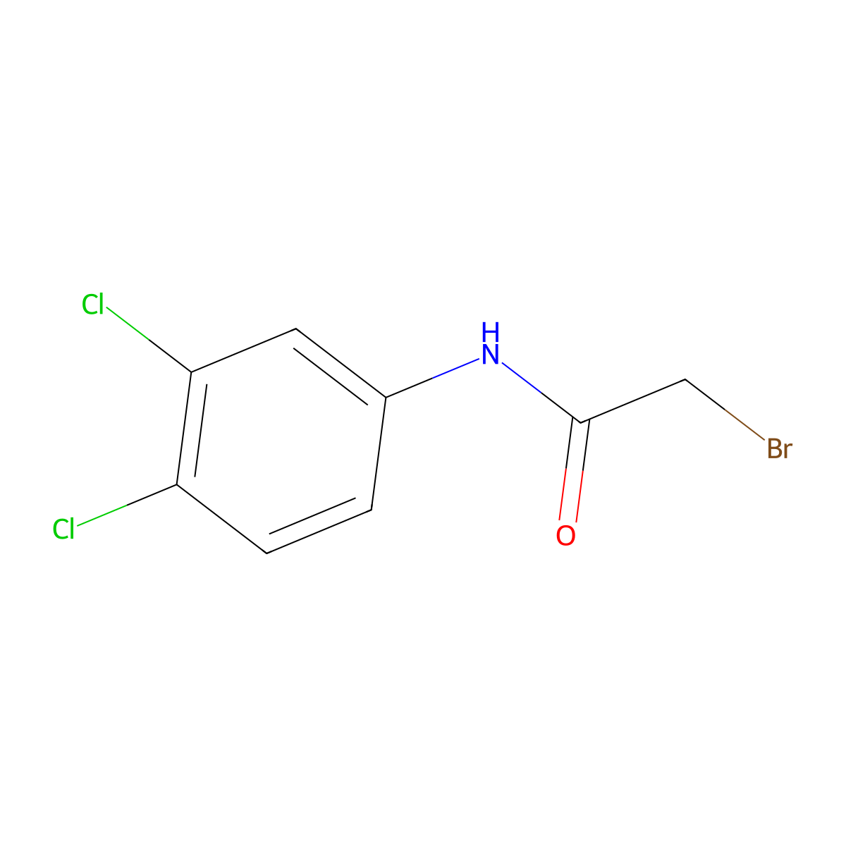 2-bromo-N-(3,4-dichlorophenyl)acetamide molecular structure, CAS 22303-31-7
