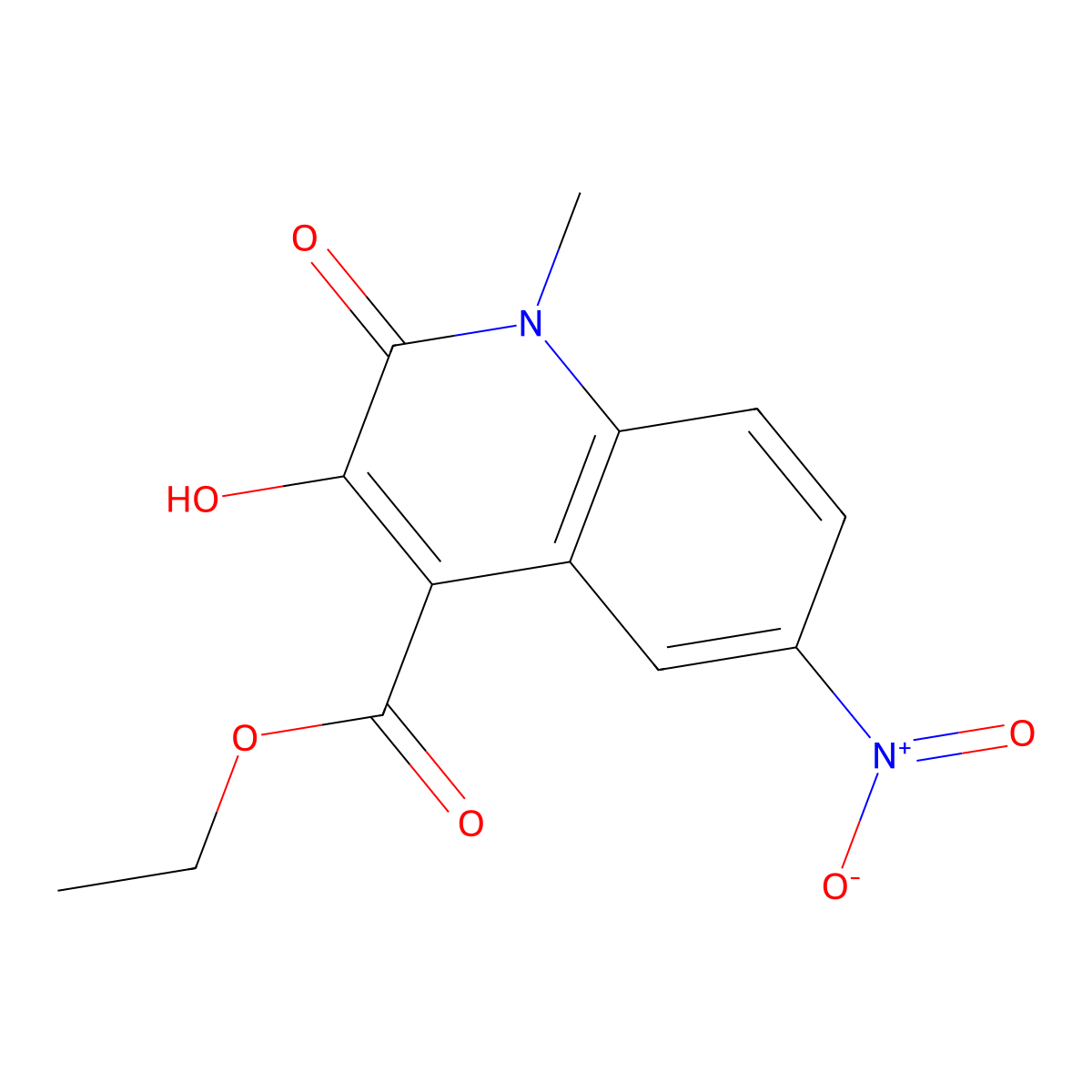 Ethyl 3-hydroxy-1-methyl-6-nitro-2-oxo-1,2-dihydroquinoline-4-carboxylate molecular structure, CAS 2230408-07-6