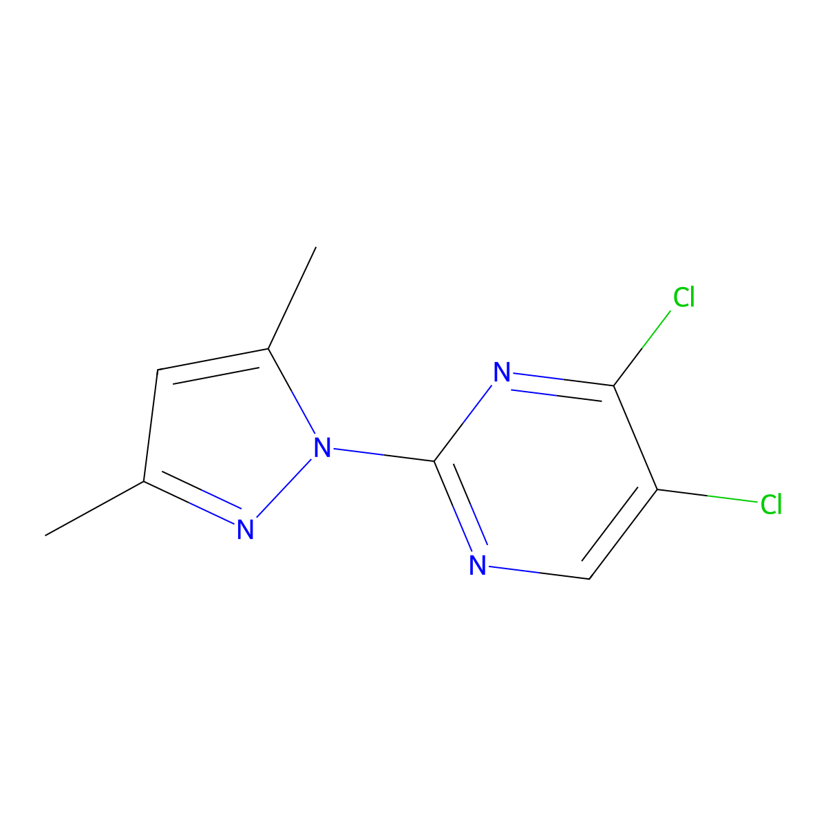 4,5-dichloro-2-(3,5-dimethyl-1H-pyrazol-1-yl)pyrimidine molecular structure, CAS 2230408-66-7