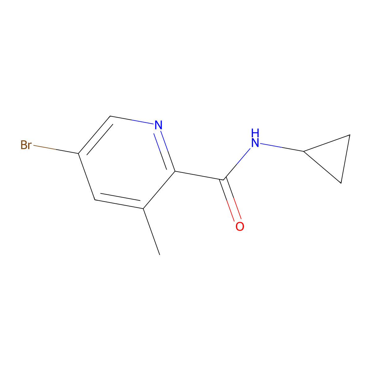 N-cyclopropyl-5-bromo-3-methylpyridine-2-carboxamide molecular structure, CAS 2230481-36-2
