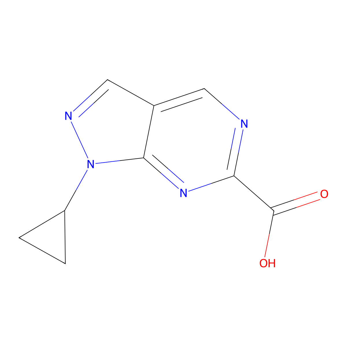 1-Cyclopropyl-1H-pyrazolo[3,4-d]pyrimidine-6-carboxylic acid molecular structure, CAS 2230521-72-7