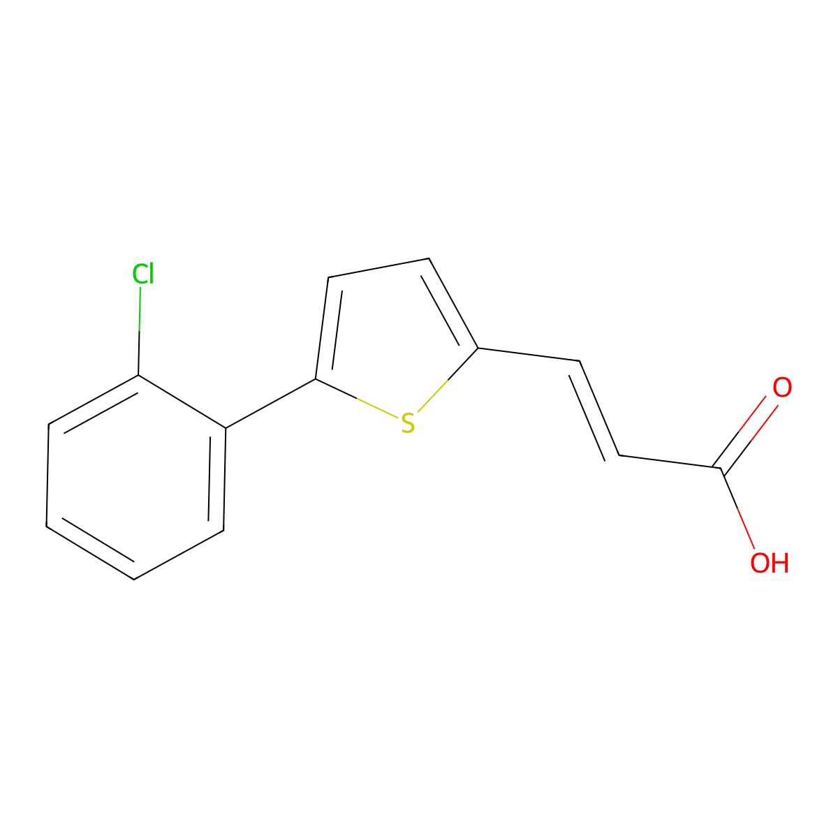 3-[5-(2-Chlorophenyl)thiophen-2-yl]prop-2-enoic acid molecular structure, CAS 2230605-60-2