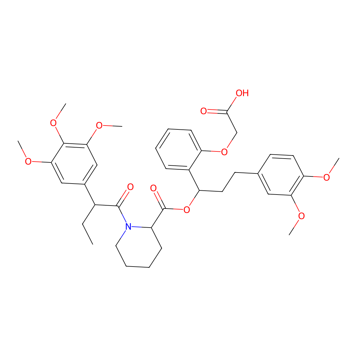 2-{2-[(1R)-3-(3,4-dimethoxyphenyl)-1-[(2S)-1-[(2S)-2-(3,4,5-trimethoxyphenyl)butanoyl]piperidine-2-carbonyloxy]propyl]phenoxy}acetic acid molecular structure, CAS 2230613-03-1