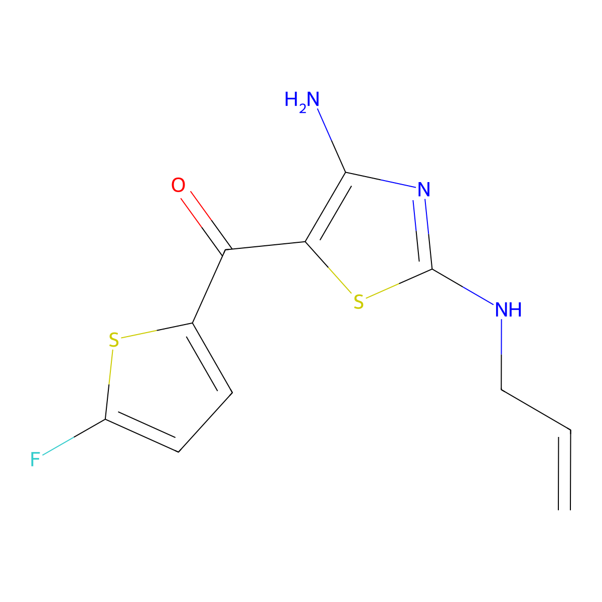 (2-(Allylamino)-4-aminothiazol-5-yl)(5-fluorothiophen-2-yl)methanone molecular structure, CAS 2230640-94-3