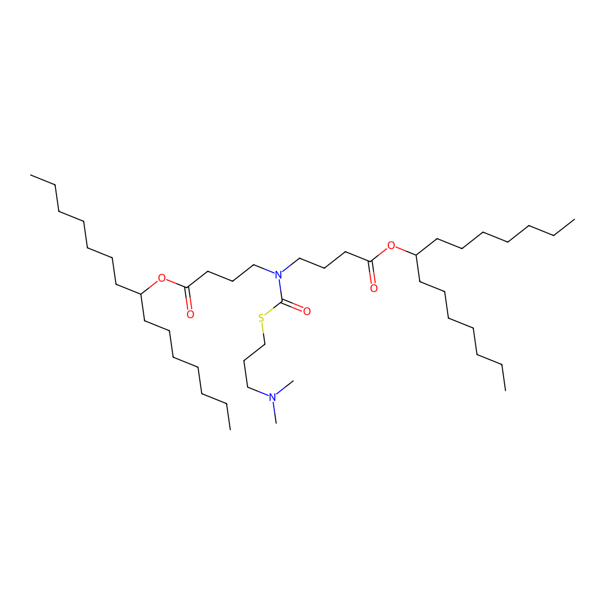 Pentadecan-8-YL 4-(3-(dimethylamino)propylsulfanylcarbonyl-(4-oxo-4-pentadecan-8-yloxybutyl)amino)butanoate molecular structure, CAS 2230647-37-5