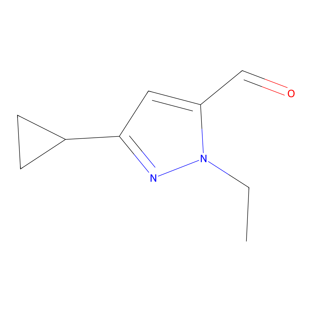 3-cyclopropyl-1-ethyl-1H-pyrazole-5-carbaldehyde molecular structure, CAS 2230672-24-7