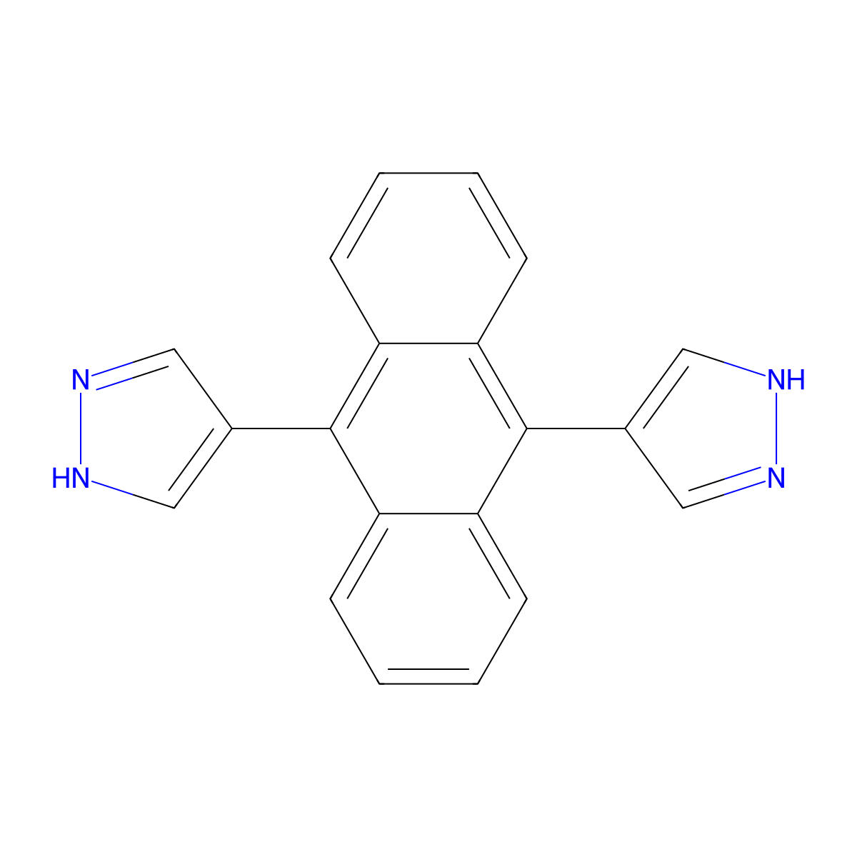 9,10-Di(1H-pyrazol-4-yl)anthracene molecular structure, CAS 2230684-04-3