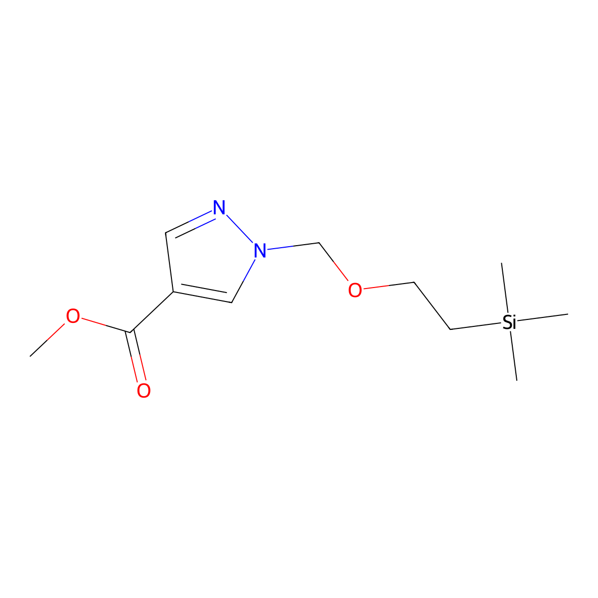 methyl 1-((2-(trimethylsilyl)ethoxy)methyl)-1H-pyrazole-4-carboxylate molecular structure, CAS 2230692-11-0