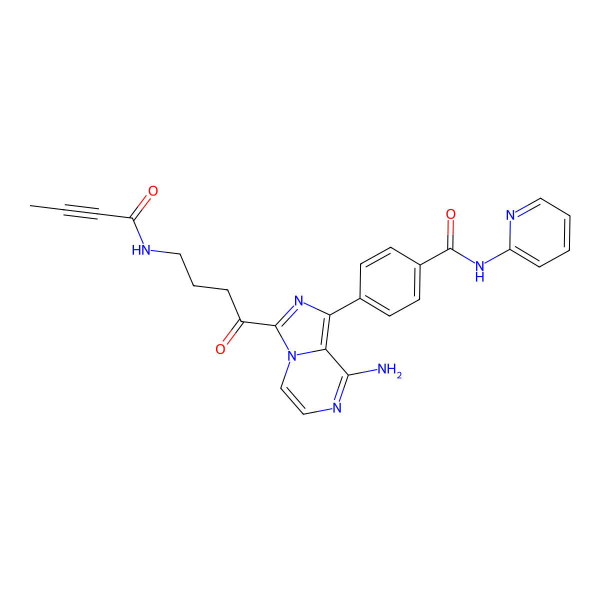 4-[8-Amino-3-[4-(but-2-ynoylamino)butanoyl]imidazo[1,5-a]pyrazin-1-yl]-N-pyridin-2-ylbenzamide molecular structure, CAS 2230757-47-6