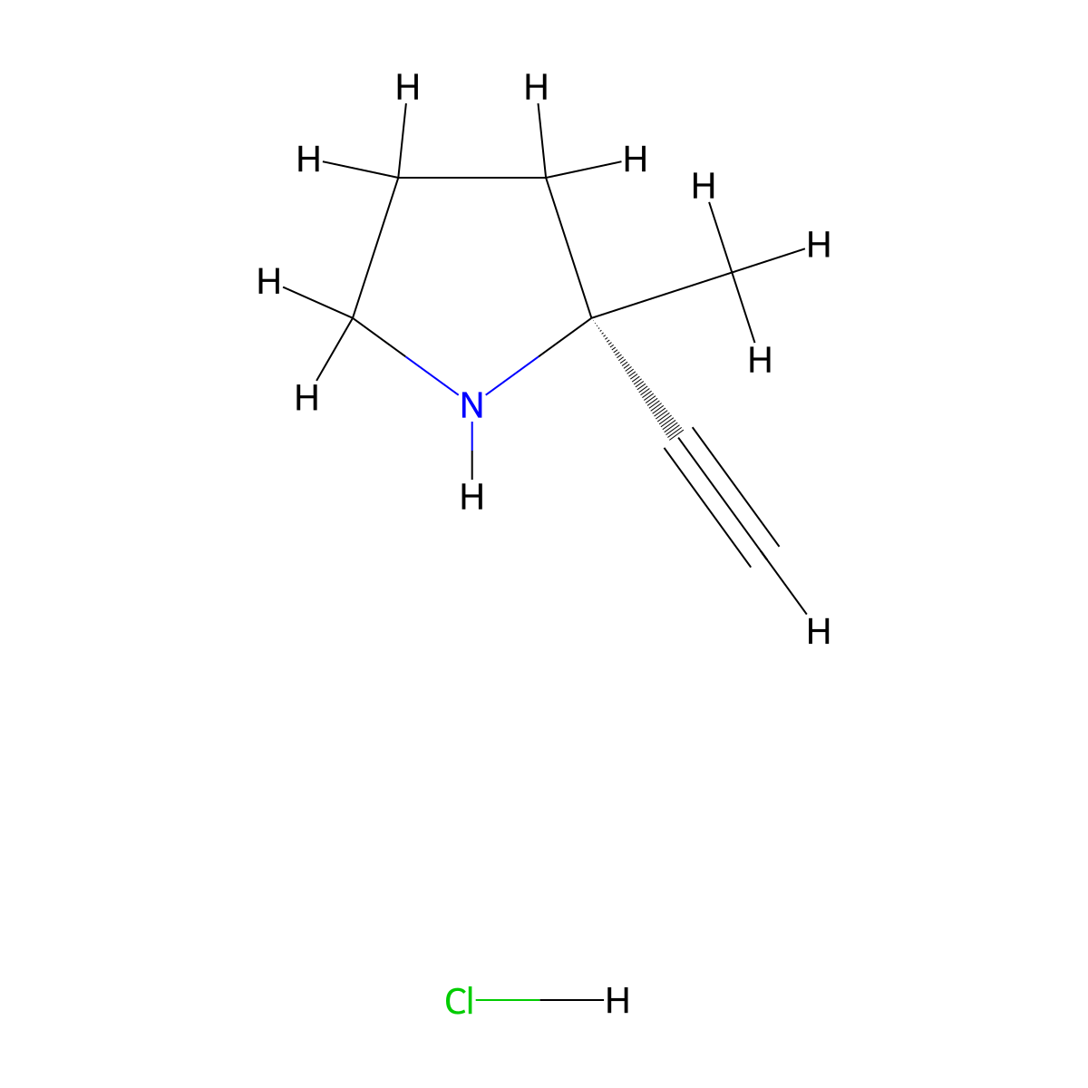 (2R)-2-ethynyl-2-methylpyrrolidine hydrochloride molecular structure, CAS 2230789-53-2