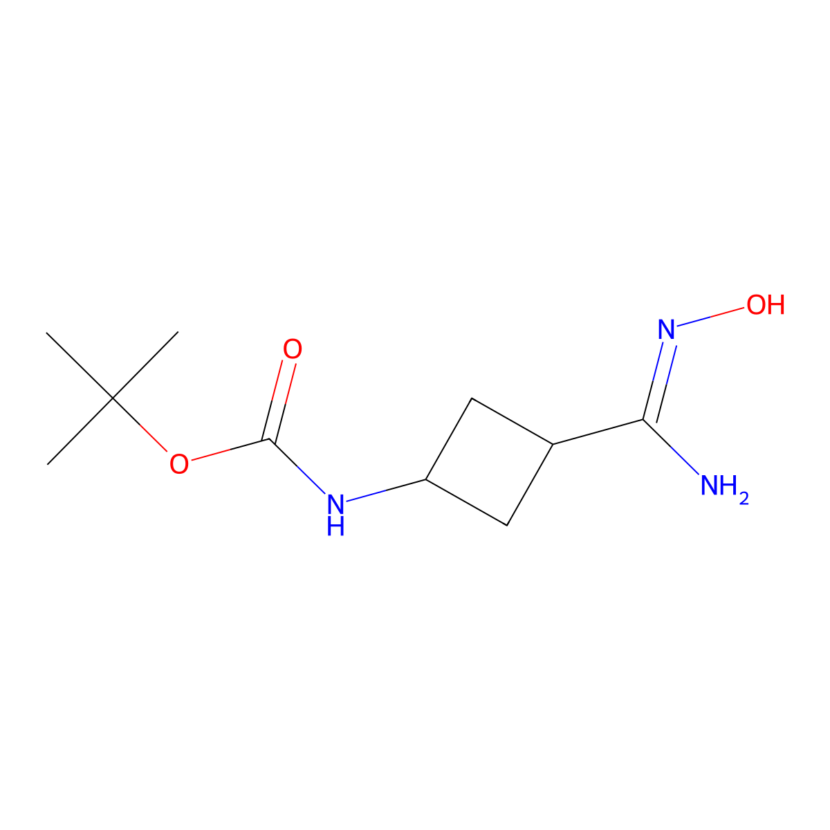 tert-butyl N-[3-(N-hydroxycarbamimidoyl)cyclobutyl]carbamate molecular structure, CAS 2230789-56-5