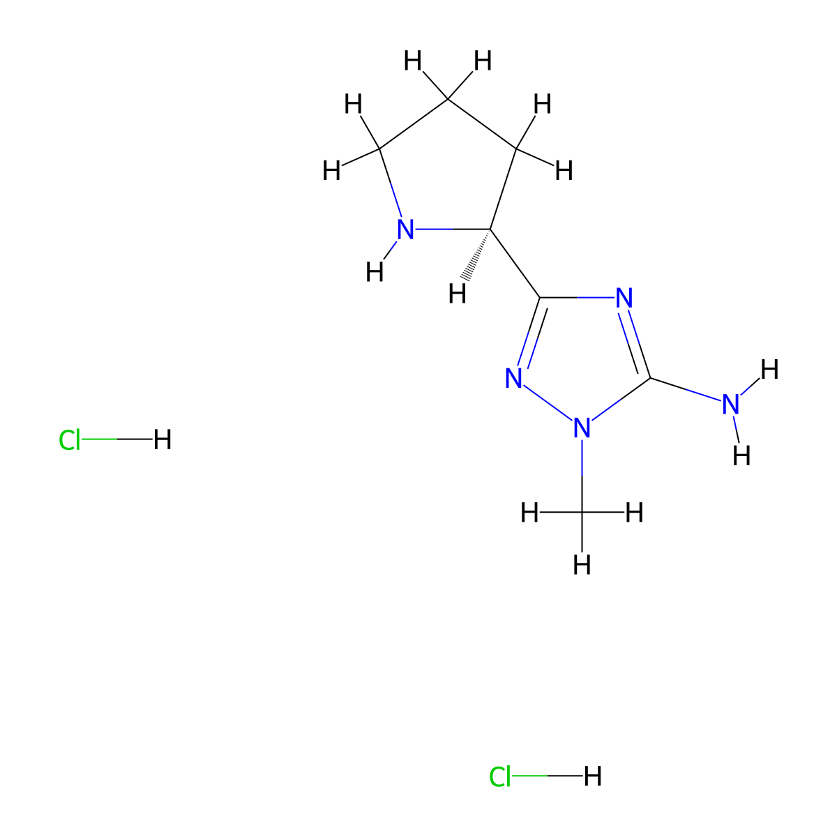 1-Methyl-3-[(2S)-pyrrolidin-2-yl]-1H-1,2,4-triazol-5-amine dihydrochloride molecular structure, CAS 2230789-70-3