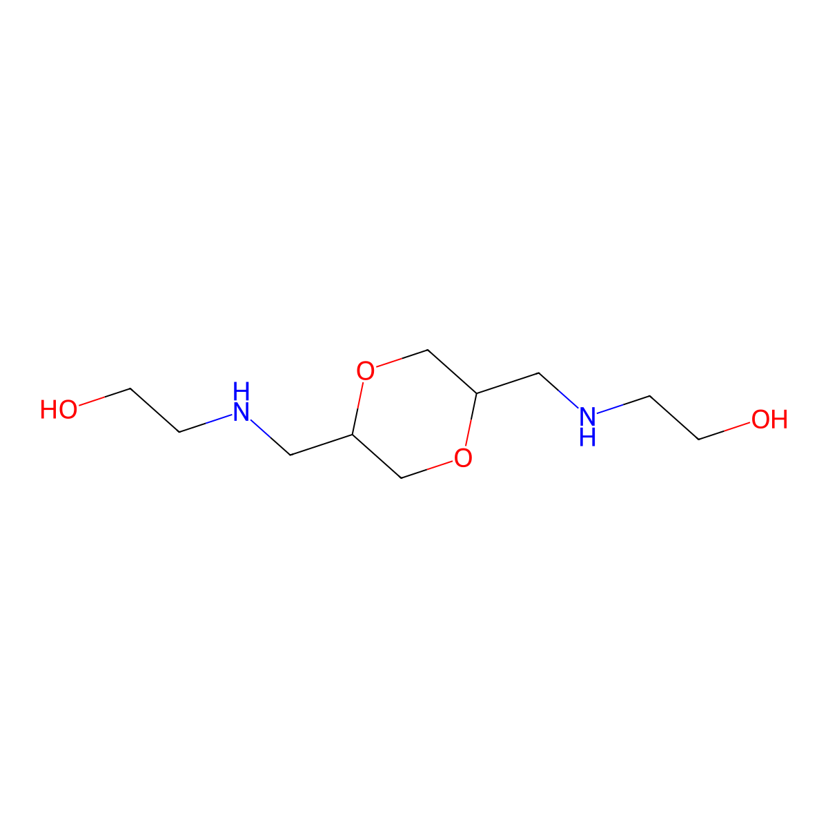 2-({[(2R,5S)-5-{[(2-hydroxyethyl)amino]methyl}-1,4-dioxan-2-yl]methyl}amino)ethan-1-ol molecular structure, CAS 2230789-88-3