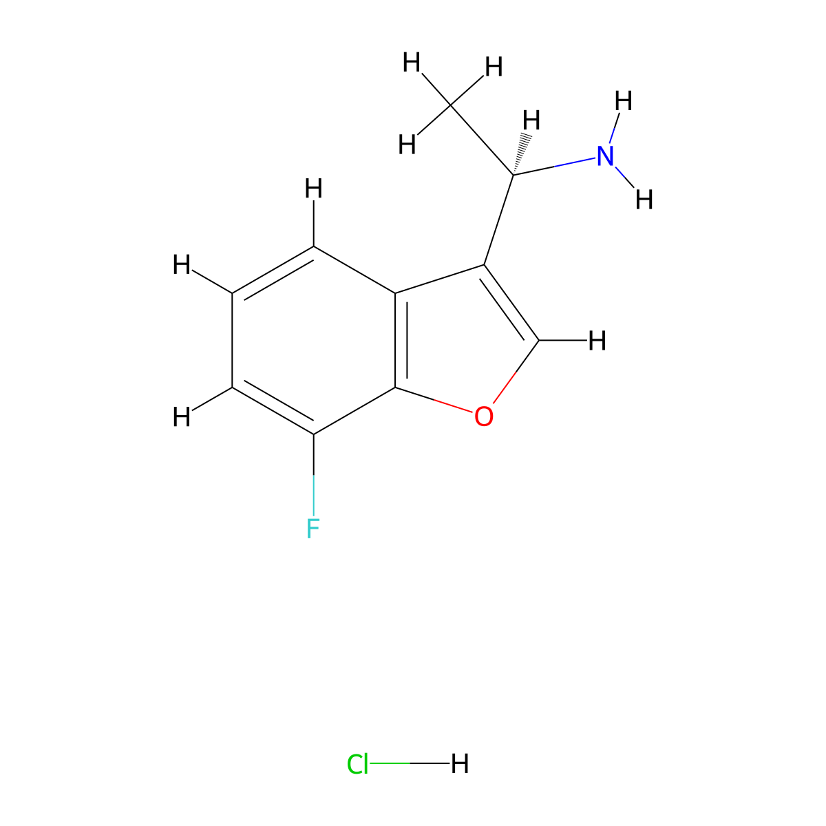 (1R)-1-(7-fluoro-1-benzofuran-3-yl)ethan-1-amine hydrochloride molecular structure, CAS 2230789-95-2