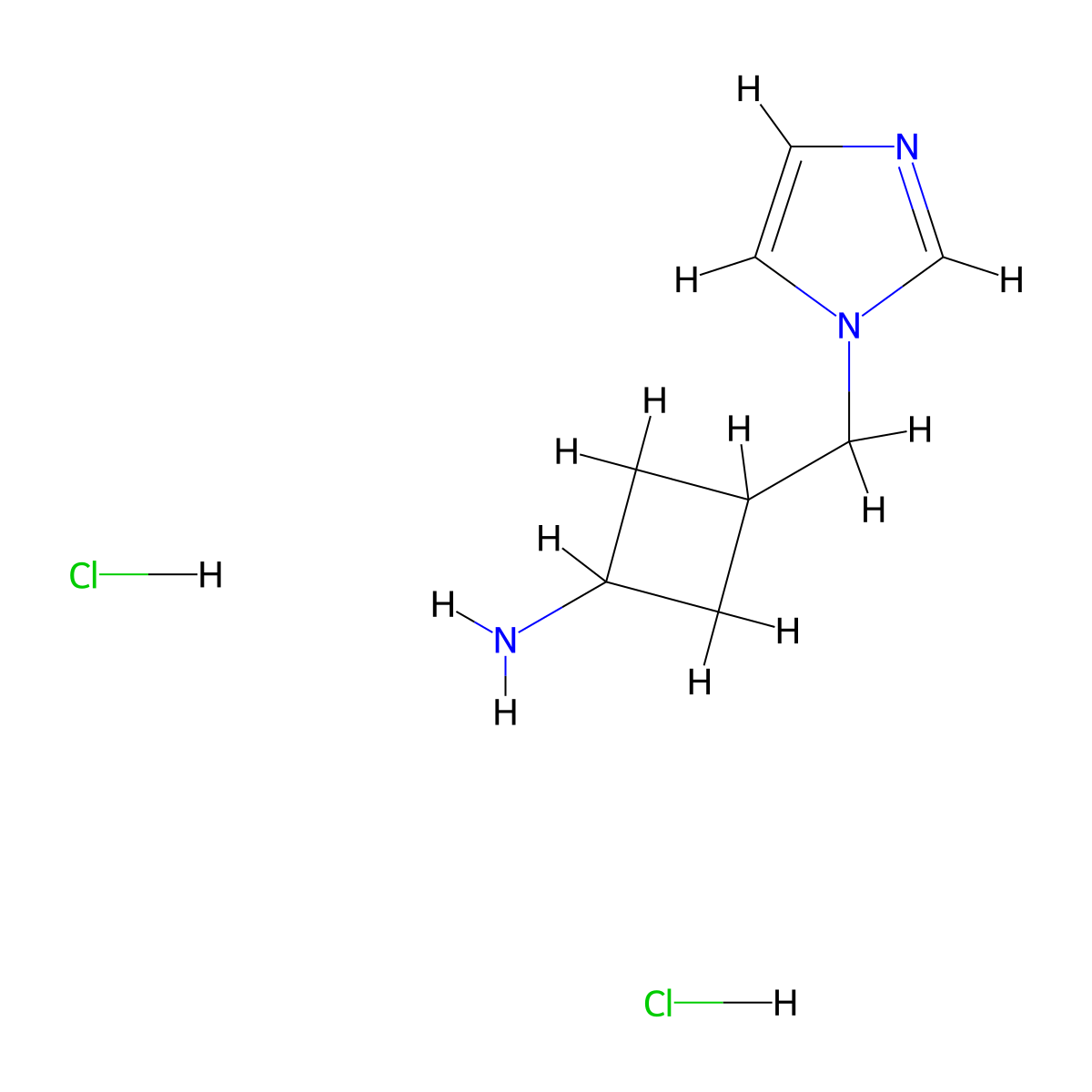 rac-(1r,3r)-3-[(1H-imidazol-1-yl)methyl]cyclobutan-1-amine dihydrochloride molecular structure, CAS 2230789-98-5