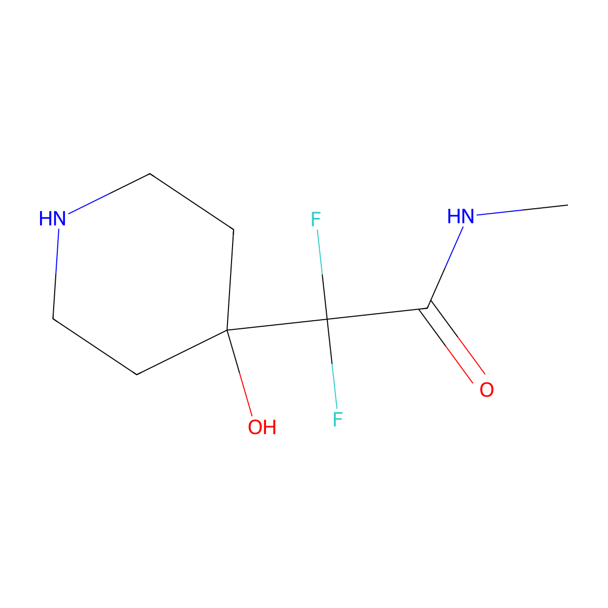 2,2-difluoro-2-(4-hydroxypiperidin-4-yl)-N-methylacetamide molecular structure, CAS 2230798-20-4