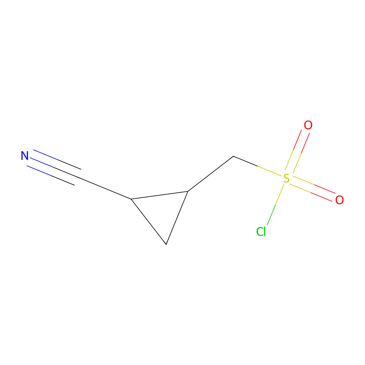 Rel-((1R,2R)-2-cyanocyclopropyl)methanesulfonyl chloride molecular structure, CAS 2230798-27-1