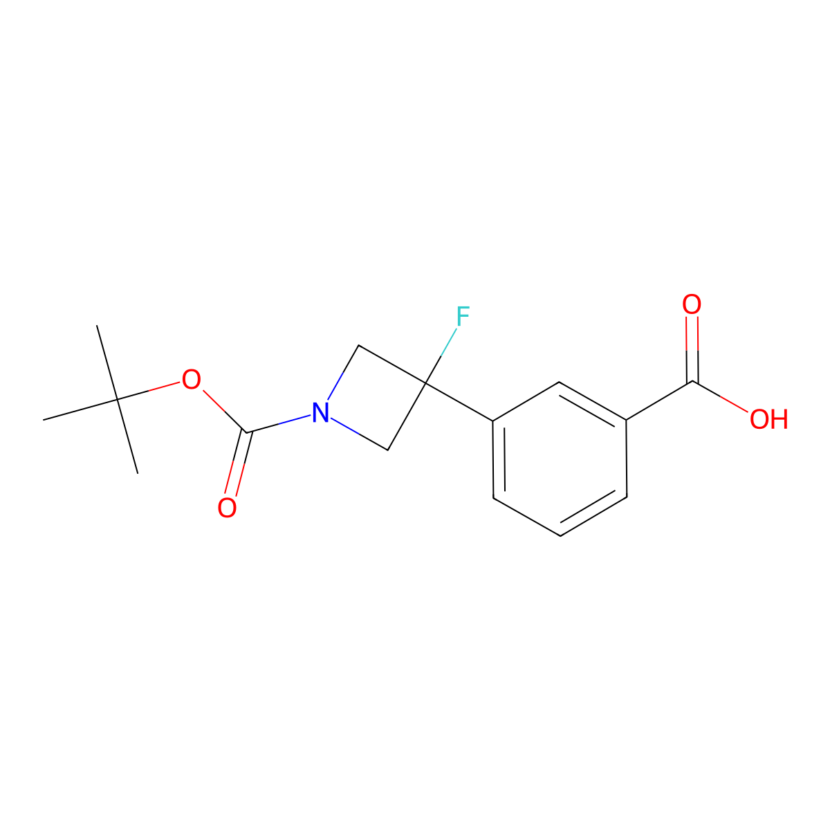 3-{1-[(Tert-butoxy)carbonyl]-3-fluoroazetidin-3-yl}benzoic acid molecular structure, CAS 2230798-38-4