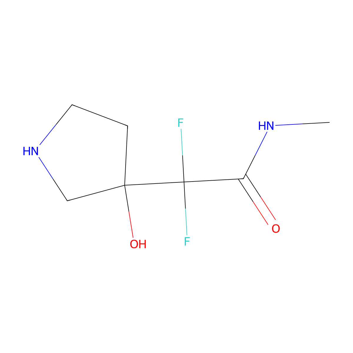 2,2-difluoro-2-(3-hydroxypyrrolidin-3-yl)-N-methylacetamide molecular structure, CAS 2230798-42-0