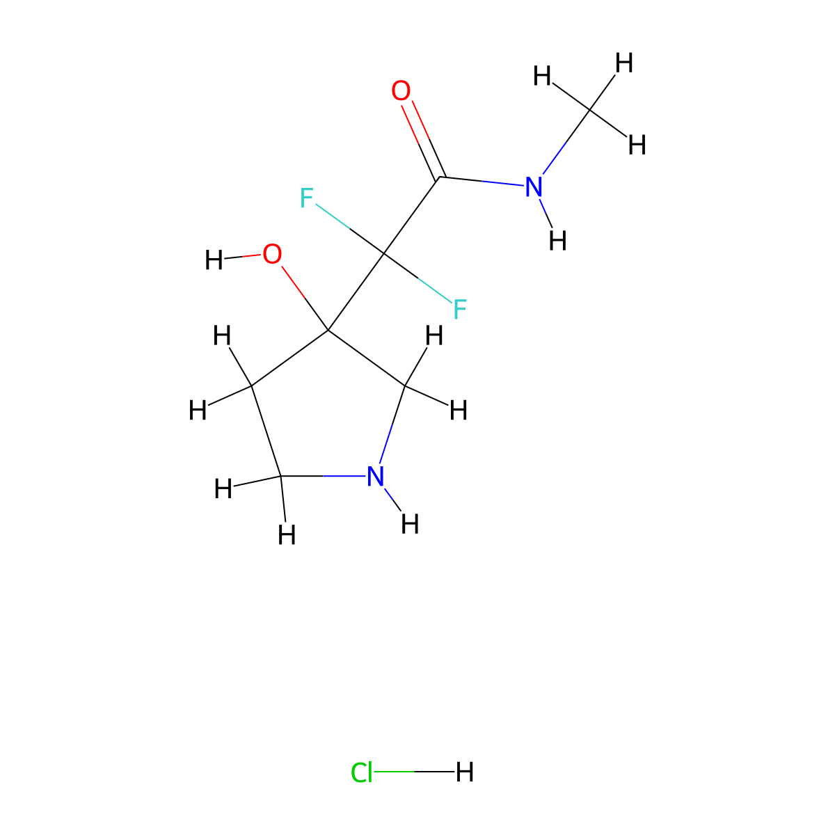 2,2-Difluoro-2-(3-hydroxypyrrolidin-3-yl)-N-methylacetamide hydrochloride molecular structure, CAS 2230798-43-1