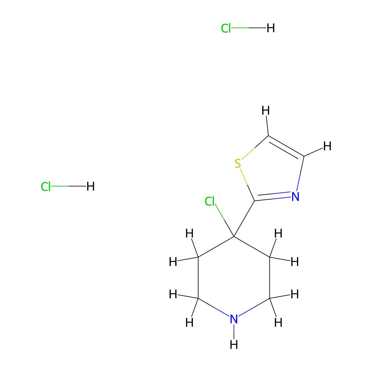 4-Chloro-4-(1,3-thiazol-2-yl)piperidine dihydrochloride molecular structure, CAS 2230798-56-6