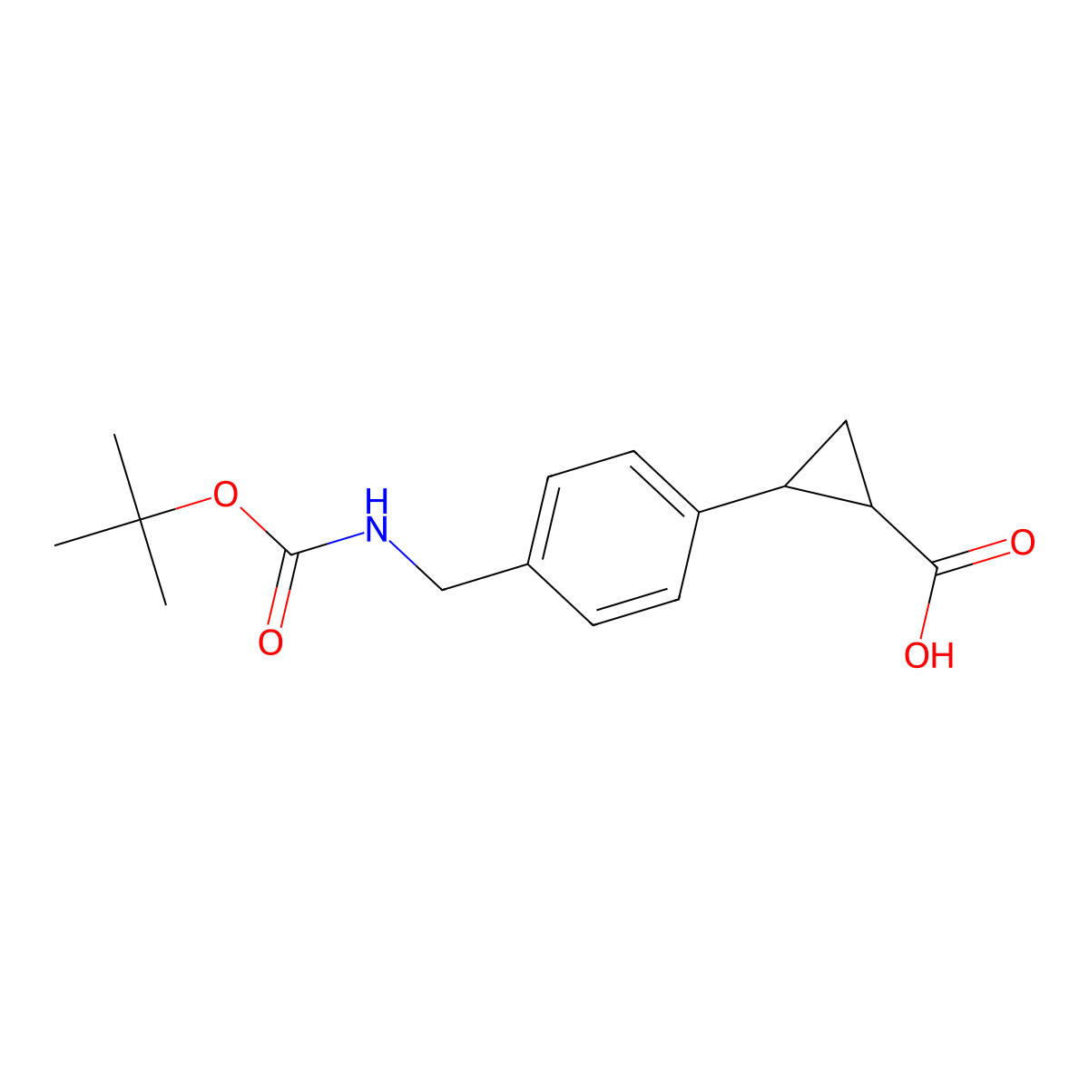rac-(1R,2R)-2-[4-({[(tert-butoxy)carbonyl]amino}methyl)phenyl]cyclopropane-1-carboxylic acid molecular structure, CAS 2230798-57-7
