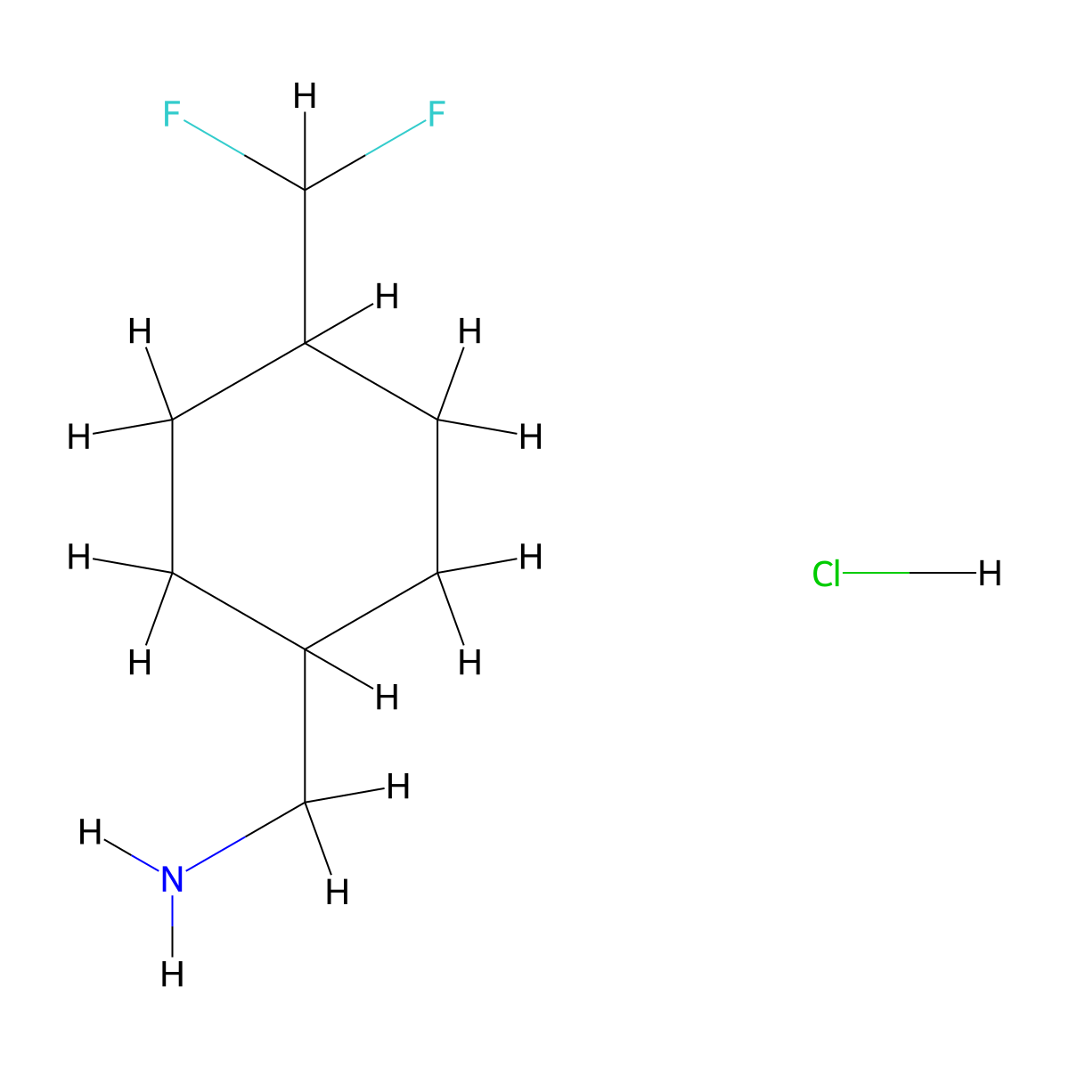 [4-(Difluoromethyl)cyclohexyl]methanamine hydrochloride molecular structure, CAS 2230798-59-9