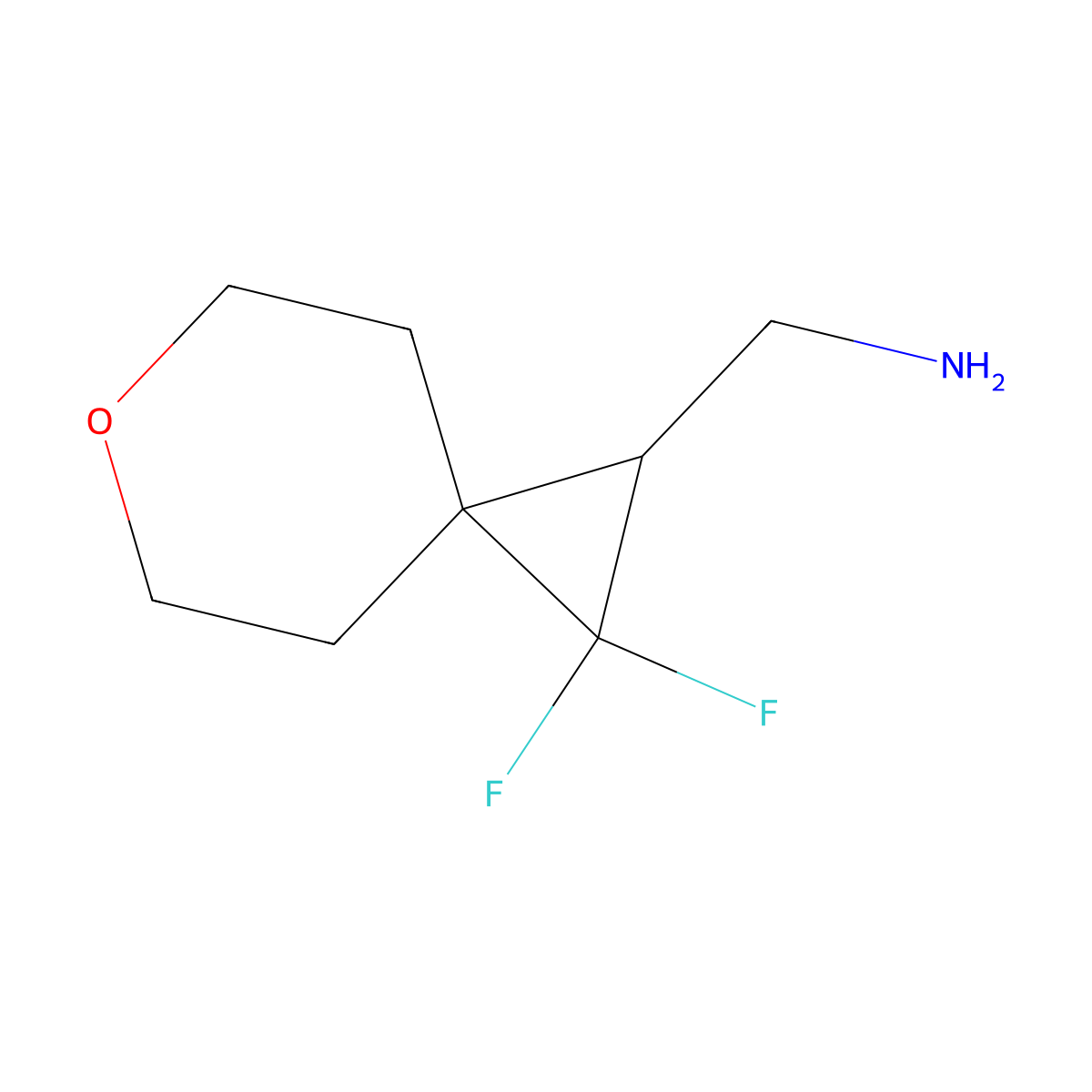 1-{2,2-Difluoro-6-oxaspiro[2.5]octan-1-yl}methanamine molecular structure, CAS 2230798-65-7