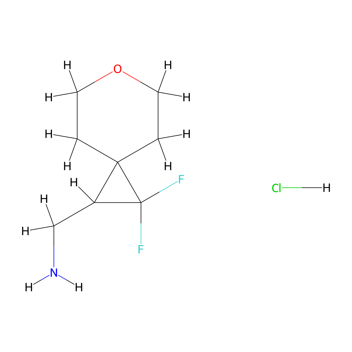(2,2-Difluoro-6-oxaspiro(2.5)octan-1-yl)methanamine hydrochloride molecular structure, CAS 2230798-66-8
