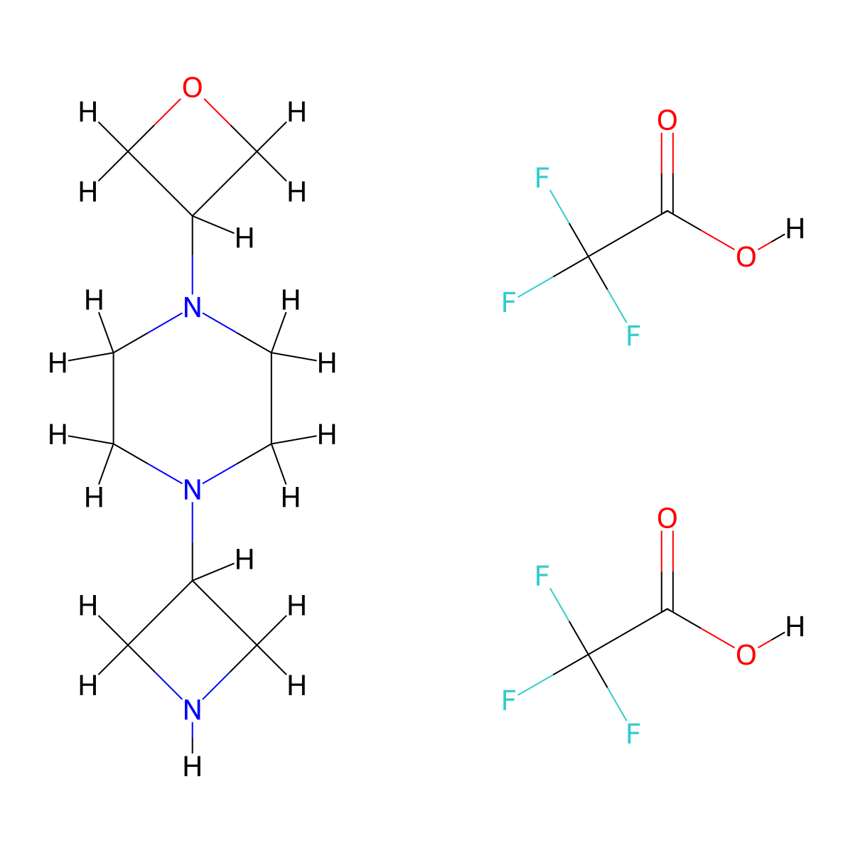 1-(Azetidin-3-yl)-4-(oxetan-3-yl)piperazine bis(trifluoroacetic acid) molecular structure, CAS 2230798-71-5