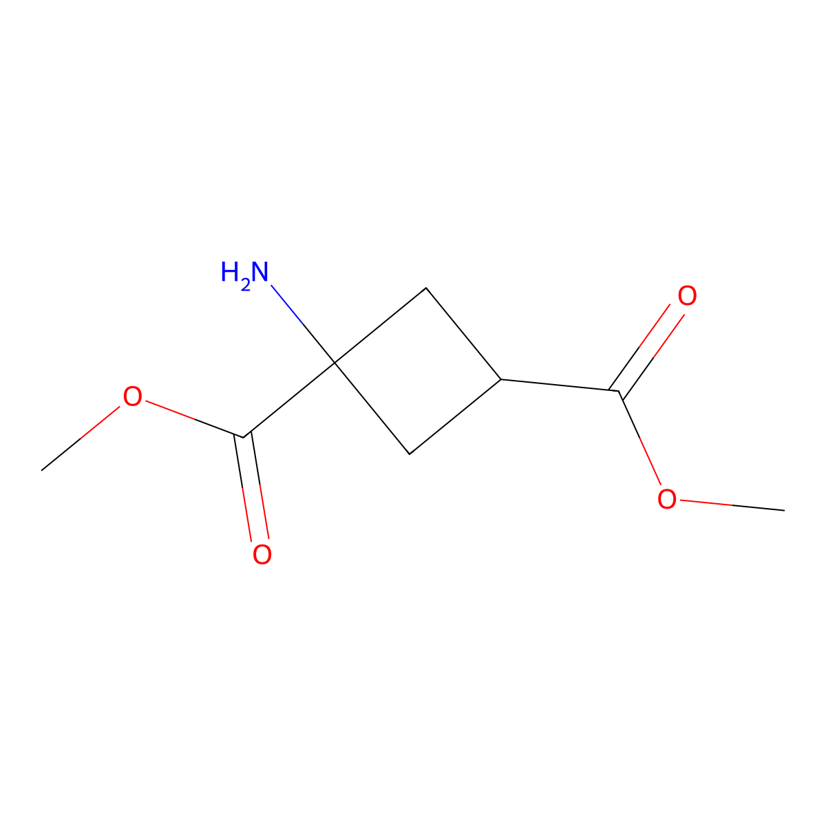 1,3-Dimethyl 1-aminocyclobutane-1,3-dicarboxylate molecular structure, CAS 2230798-75-9