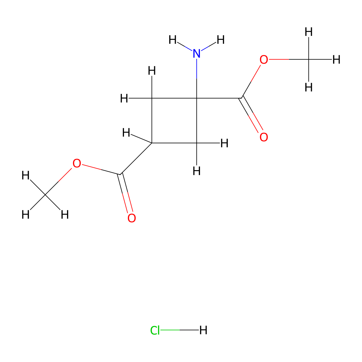 1,3-Dimethyl 1-aminocyclobutane-1,3-dicarboxylate hydrochloride molecular structure, CAS 2230798-76-0