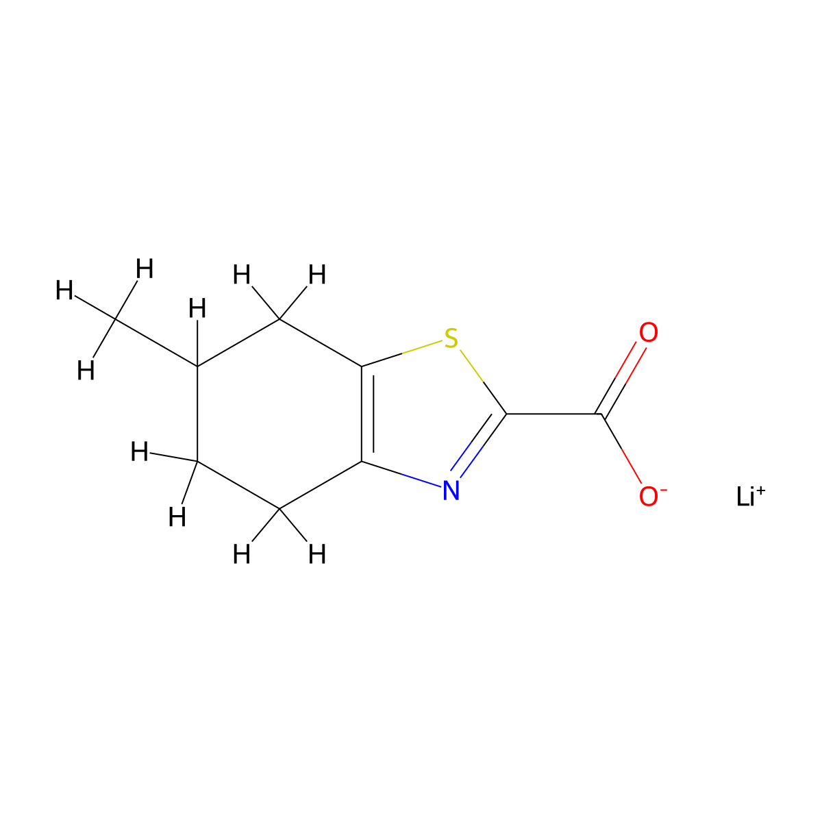 Lithium(1+) ion 6-methyl-4,5,6,7-tetrahydro-1,3-benzothiazole-2-carboxylate molecular structure, CAS 2230798-78-2