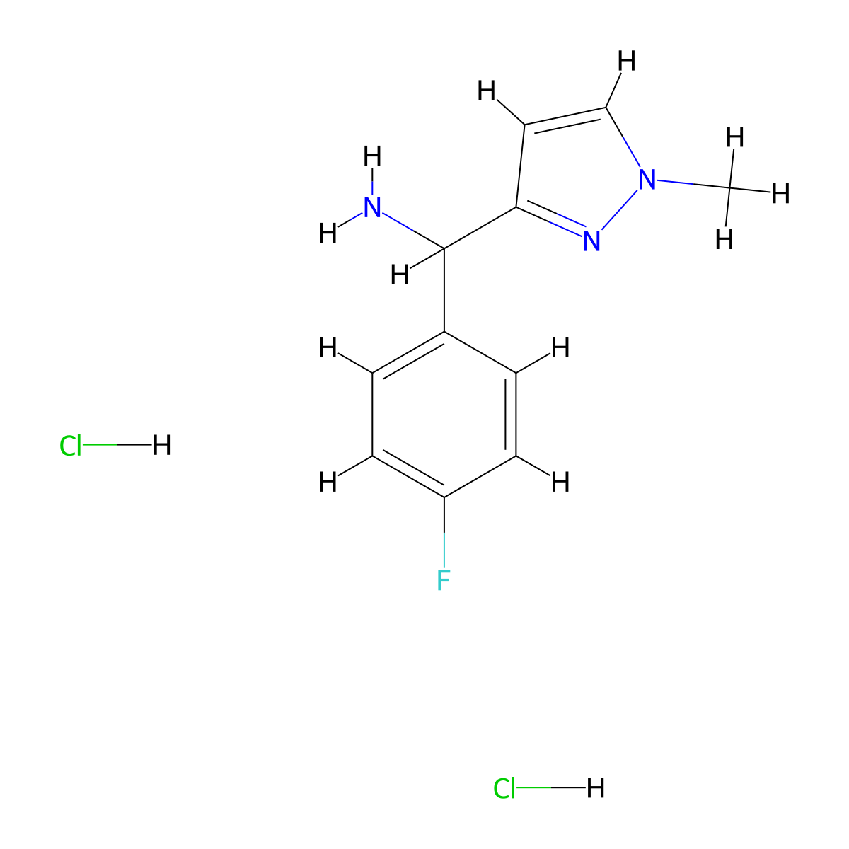 (4-Fluorophenyl)(1-methyl-1H-pyrazol-3-yl)methanamine dihydrochloride molecular structure, CAS 2230798-81-7