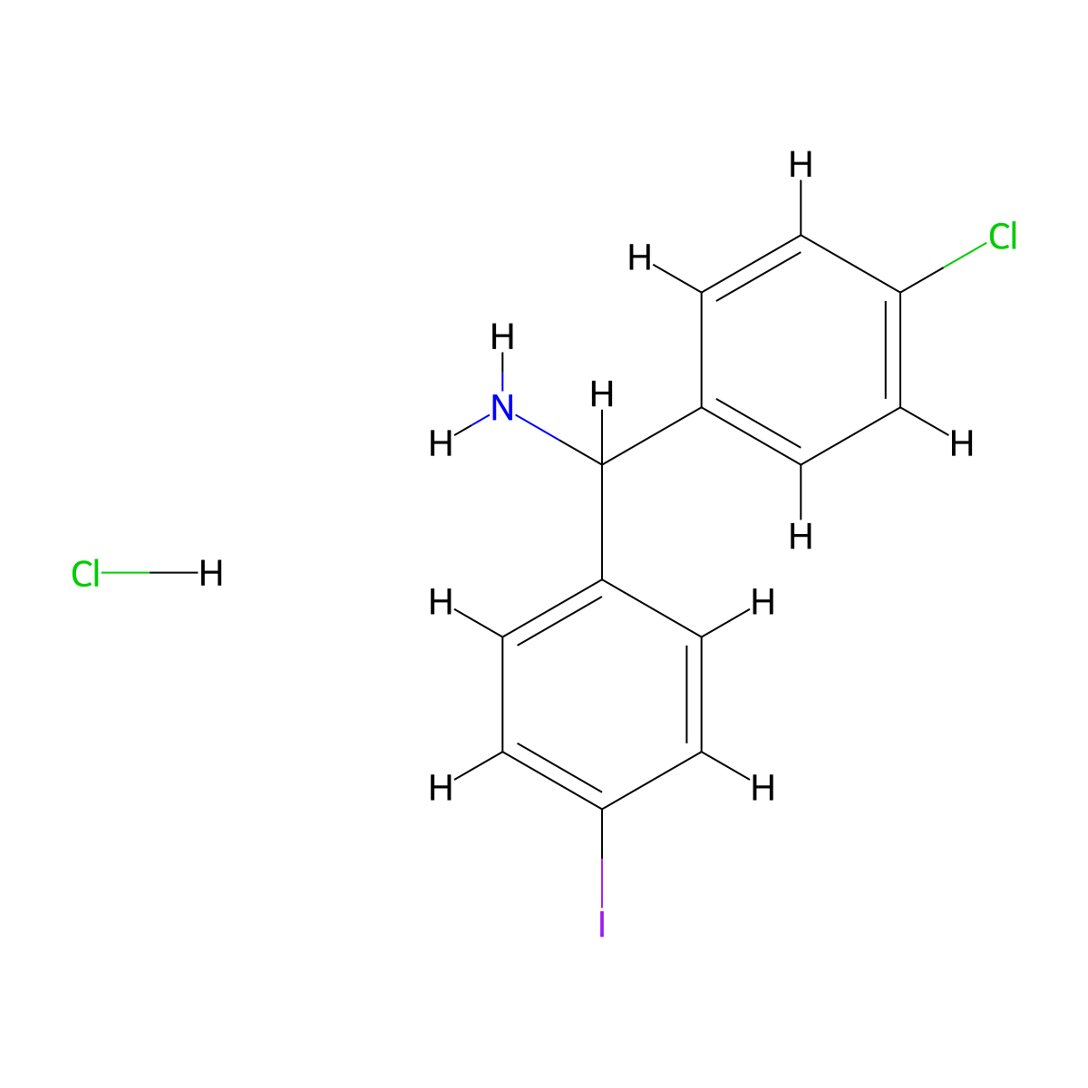 (4-Chlorophenyl)(4-iodophenyl)methanamine hydrochloride molecular structure, CAS 2230798-82-8