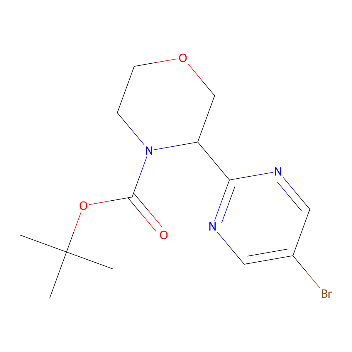 tert-Butyl 3-(5-bromopyrimidin-2-yl)morpholine-4-carboxylate molecular structure, CAS 2230798-86-2