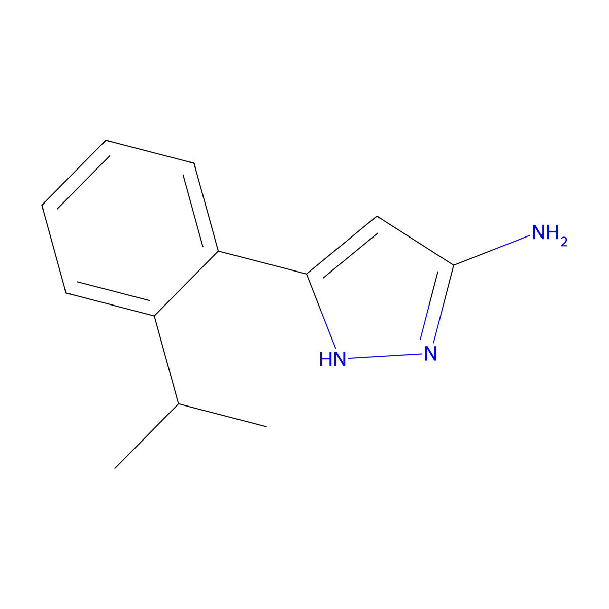 5-[2-(propan-2-yl)phenyl]-1H-pyrazol-3-amine molecular structure, CAS 2230798-87-3