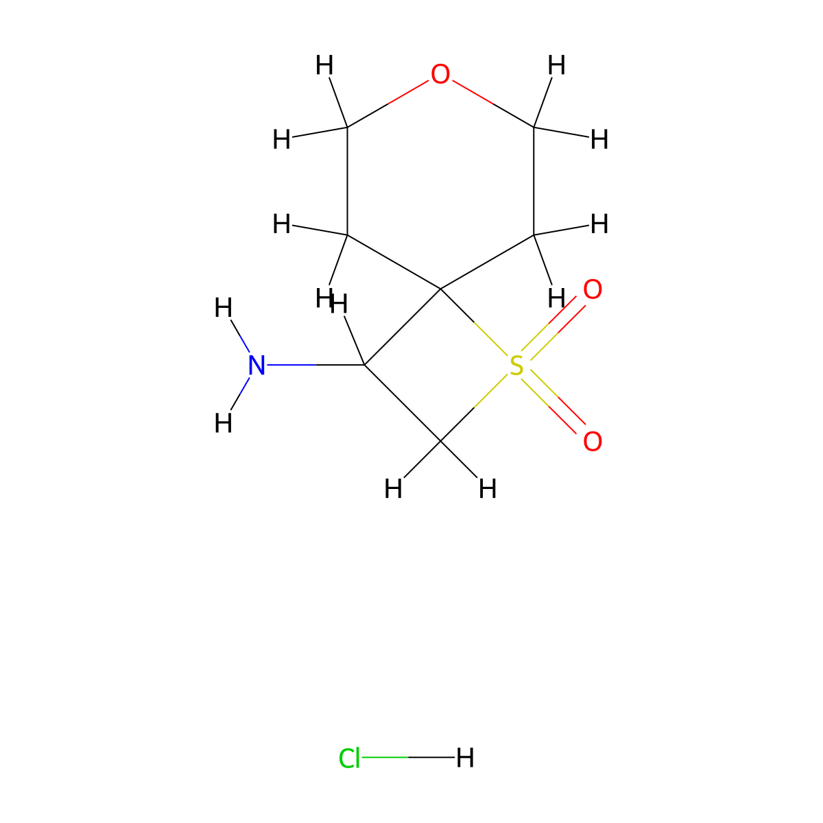3-Amino-7-oxa-1lambda6-thiaspiro(3.5)nonane-1,1-dione hydrochloride molecular structure, CAS 2230798-92-0