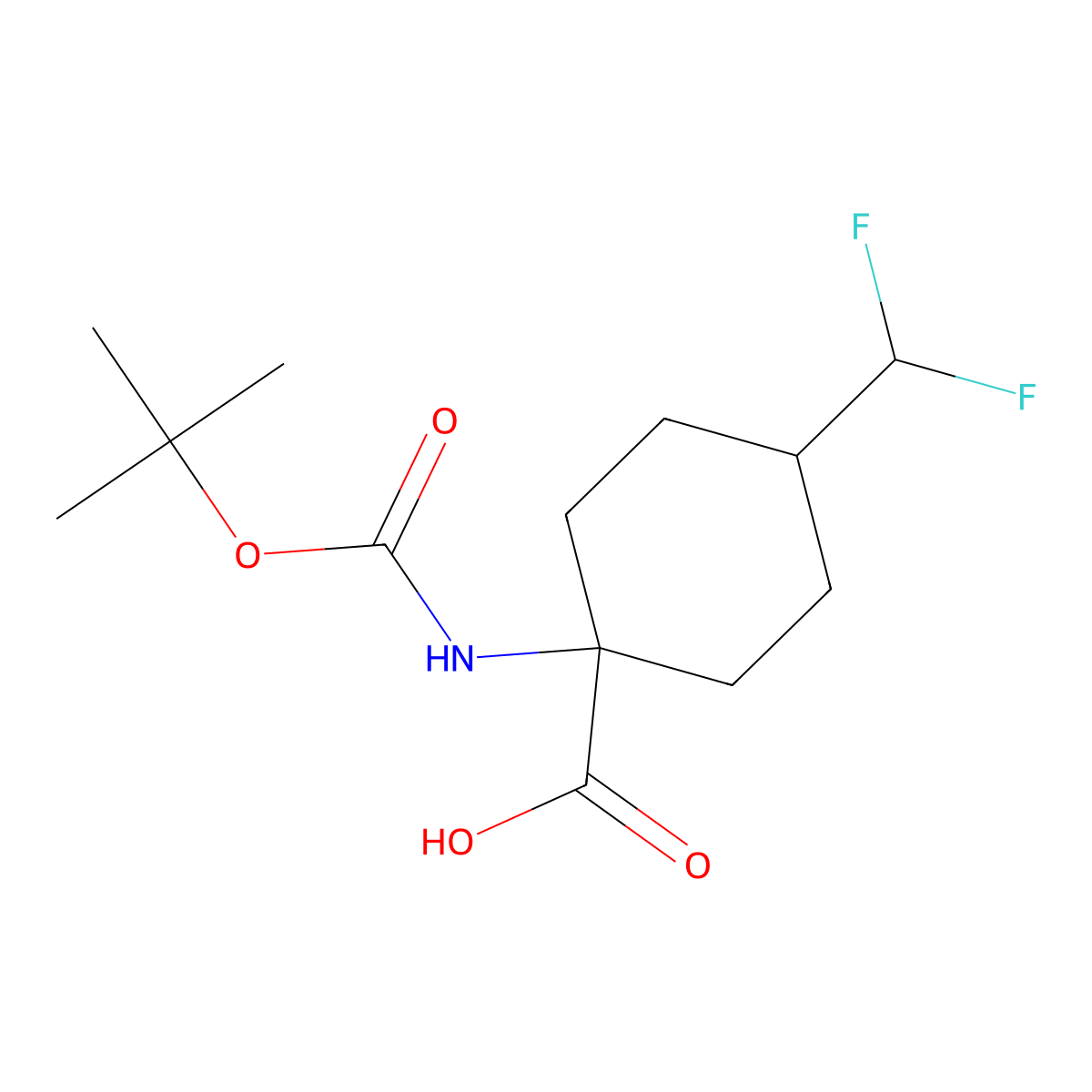 1-{[(Tert-butoxy)carbonyl]amino}-4-(difluoromethyl)cyclohexane-1-carboxylic acid molecular structure, CAS 2230798-93-1