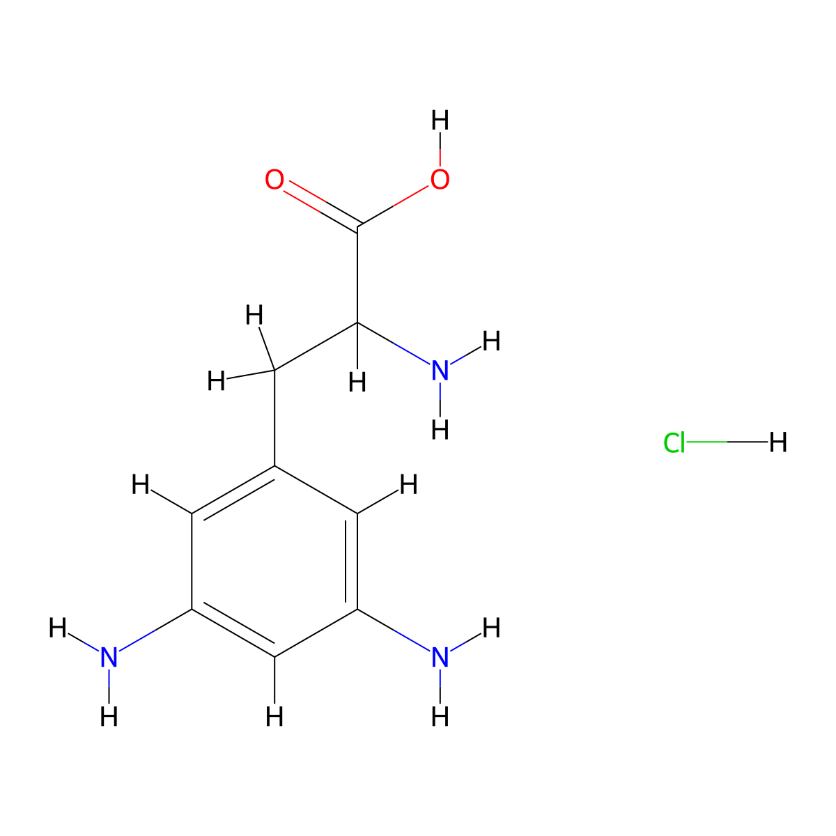 2-Amino-3-(3,5-diaminophenyl)propanoic acid hydrochloride molecular structure, CAS 2230799-01-4