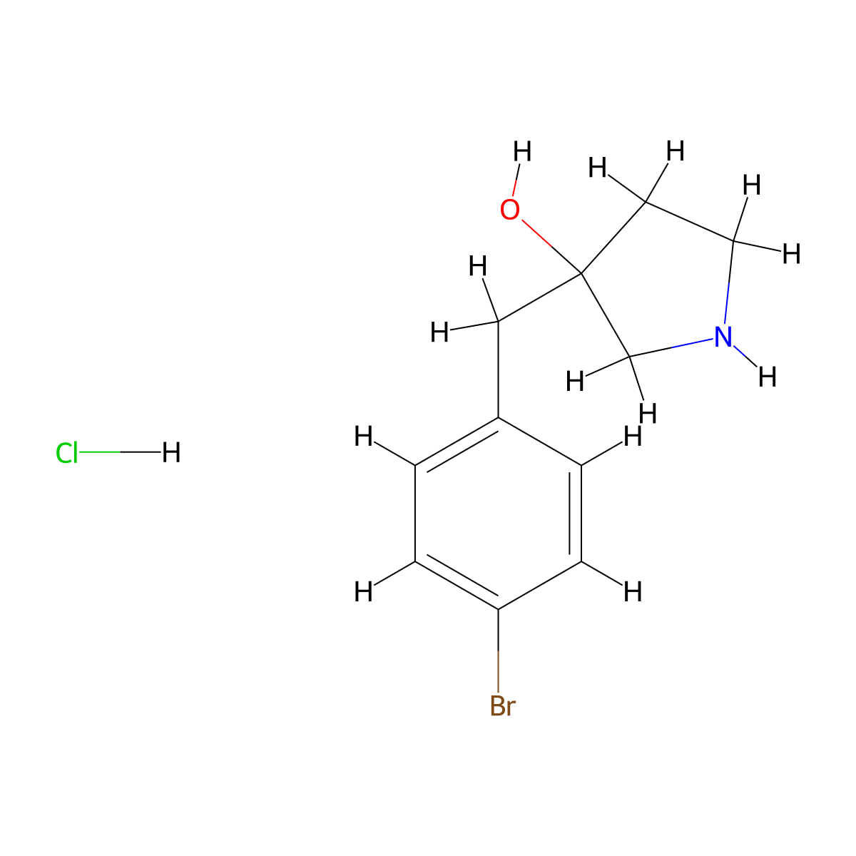 3-[(4-Bromophenyl)methyl]pyrrolidin-3-ol hydrochloride molecular structure, CAS 2230799-08-1